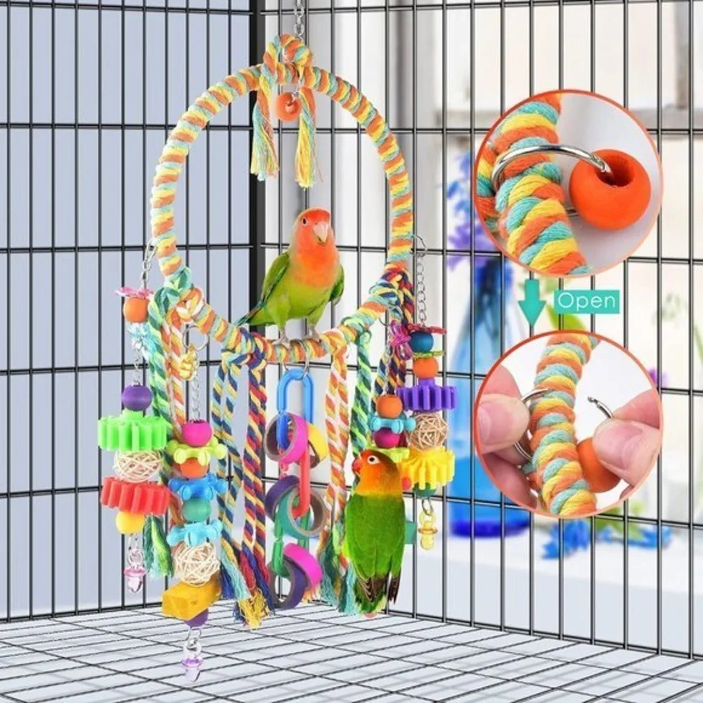 Bird Perch Swing Toy with‎ Colorful Chewing